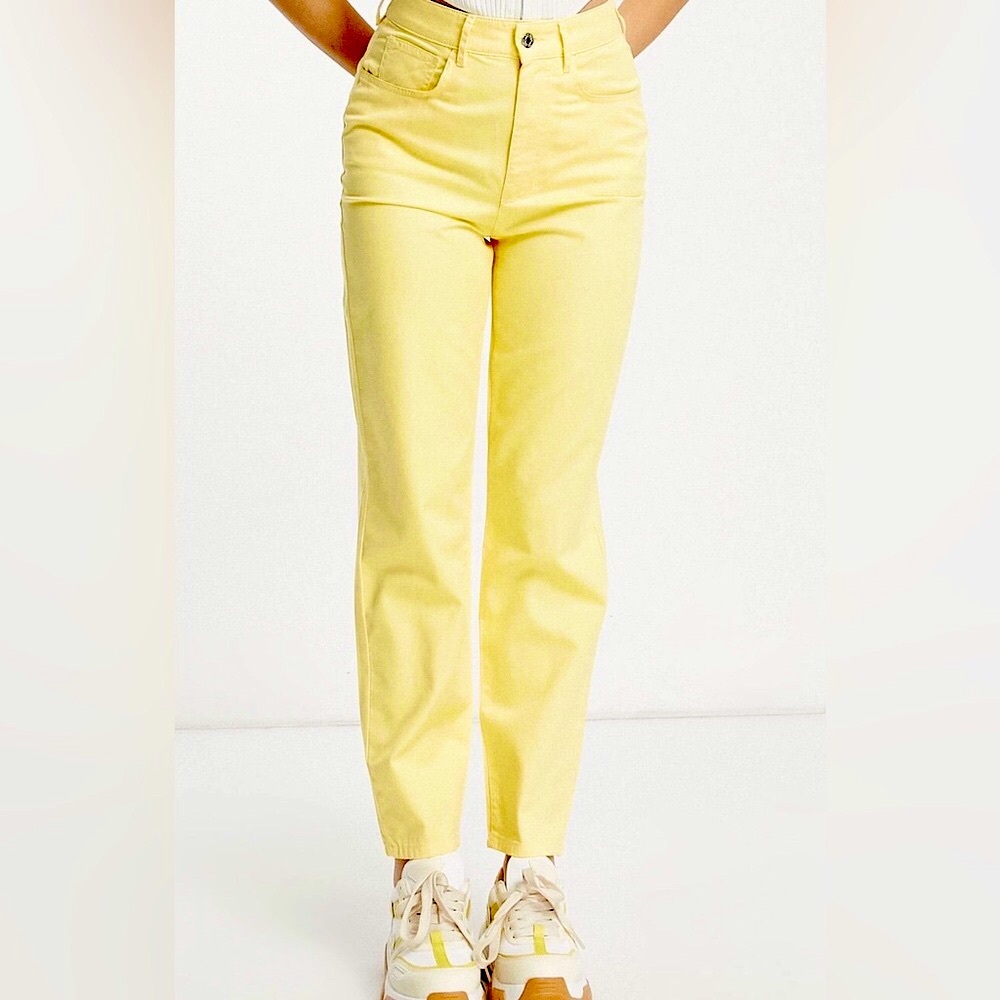 Mango Yellow Straight-Leg High-Waist Pants